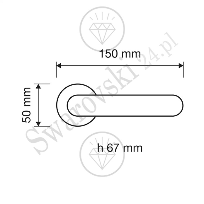 Klamka Crystal 103 OZ - wymiar.